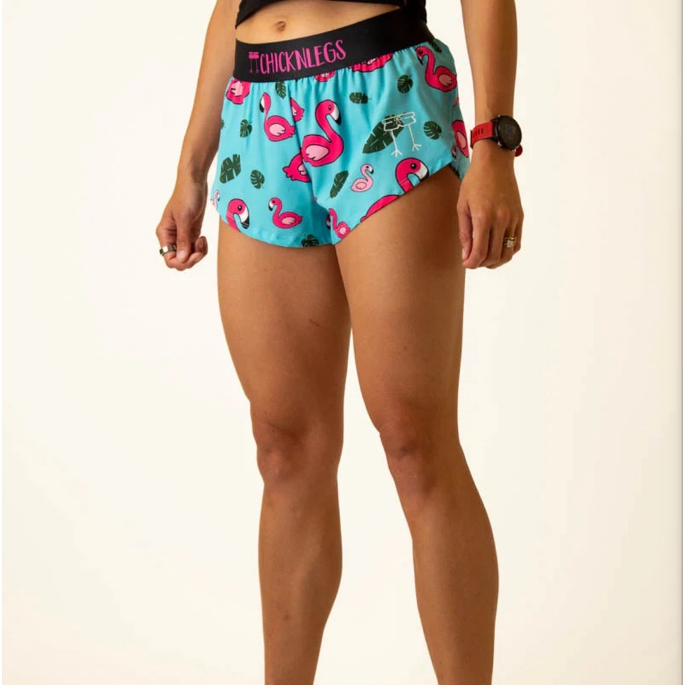 Women’s Blue flamingo ChicknLeg split shorts